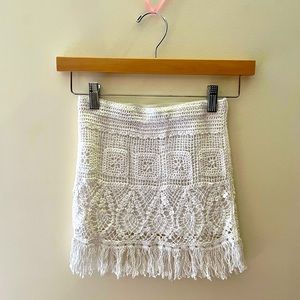 Cute Crocheted White Skirt for Teen, size S